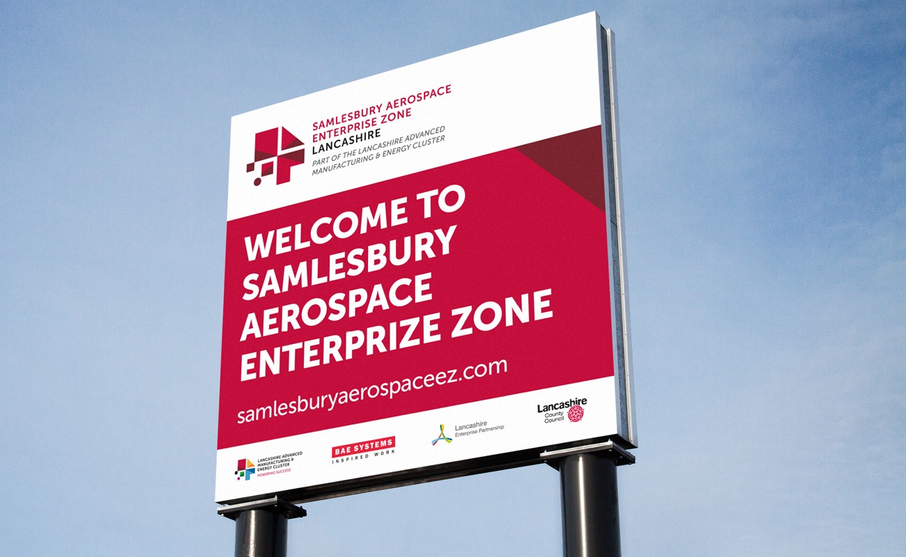 Welcome to Samlesbury Aerospace Enterprise Zone sign